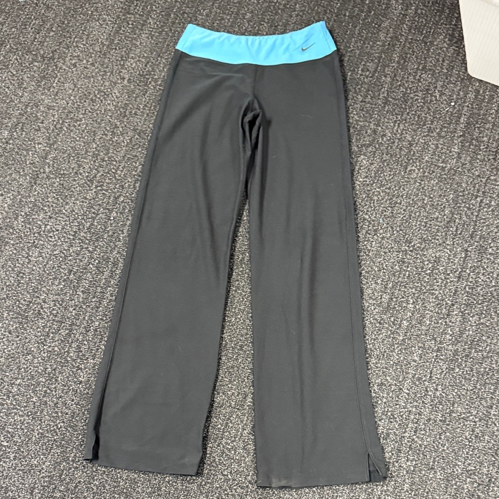 Nike Kids Black Leggings with Blue Waistband